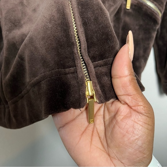 Lauren Ralph Lauren Women Velour Jacket Large Brown Full Zip Pockets y2k‎ - Picture 4 of 10